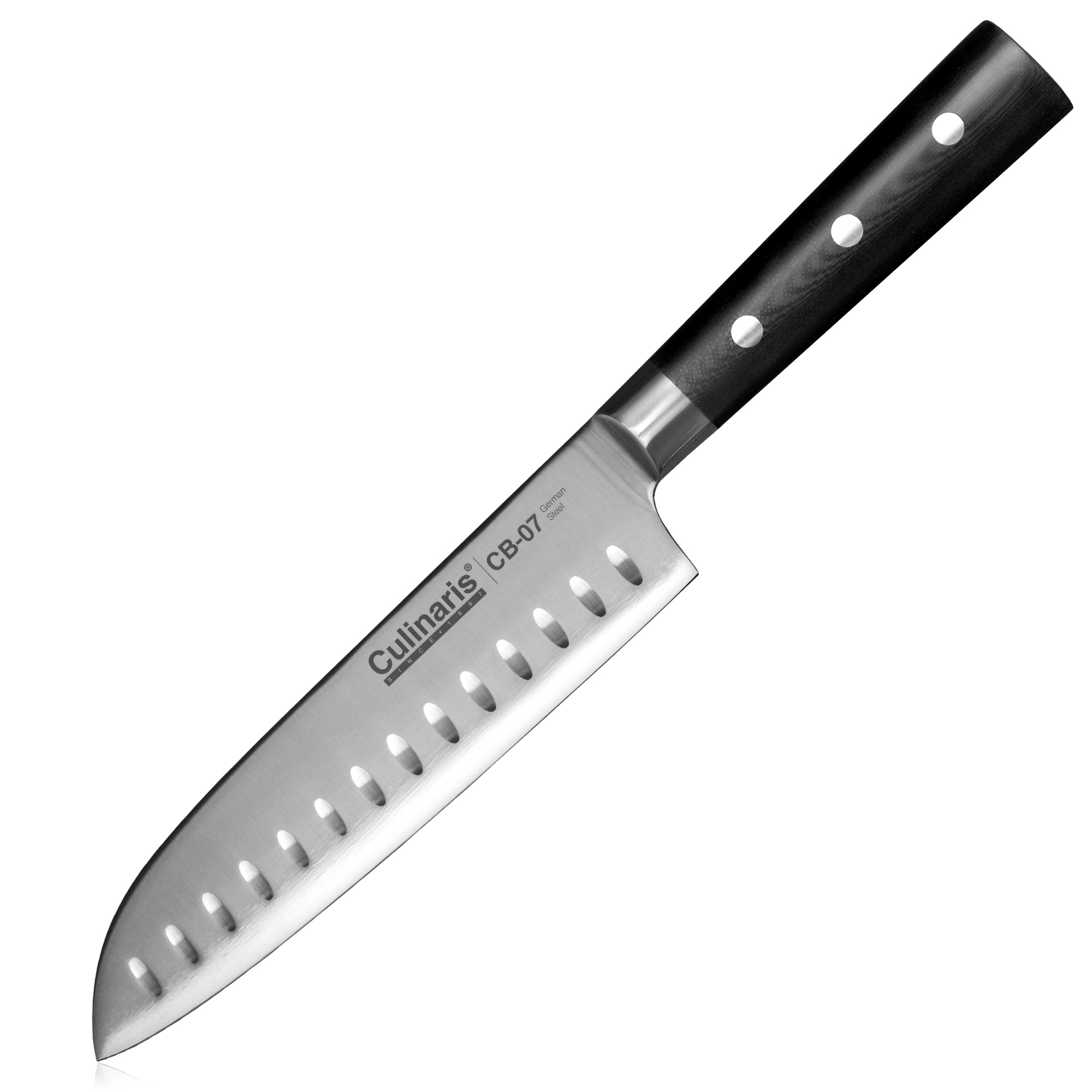 Culinaris - Knife set - Santoku, paring knife, utility knife, magnetic bar Black Series