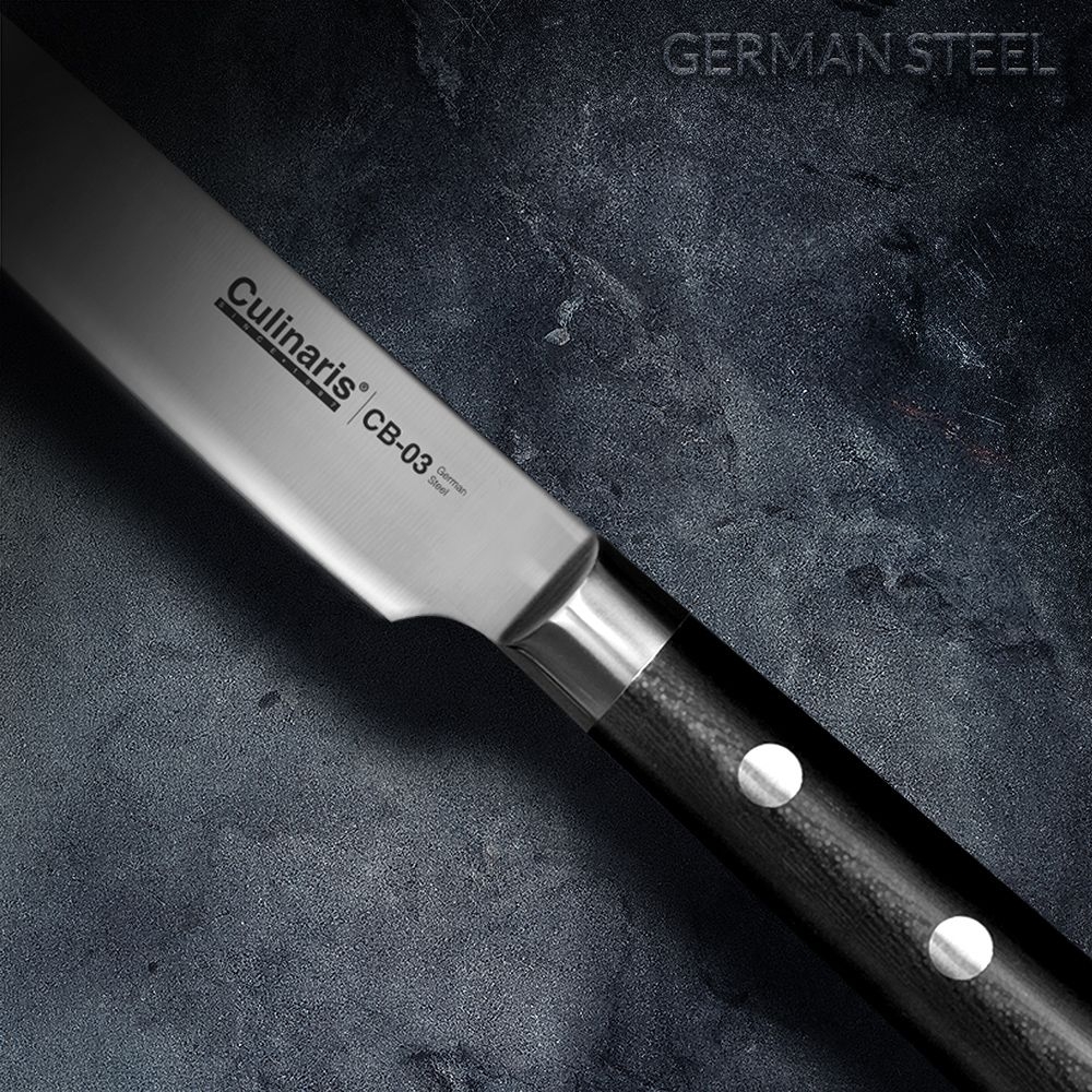 Culinaris - Chopping board NERO - round - Ø 30 x 0,9 cm+ Steak Knife 13,5 cm | CB-03