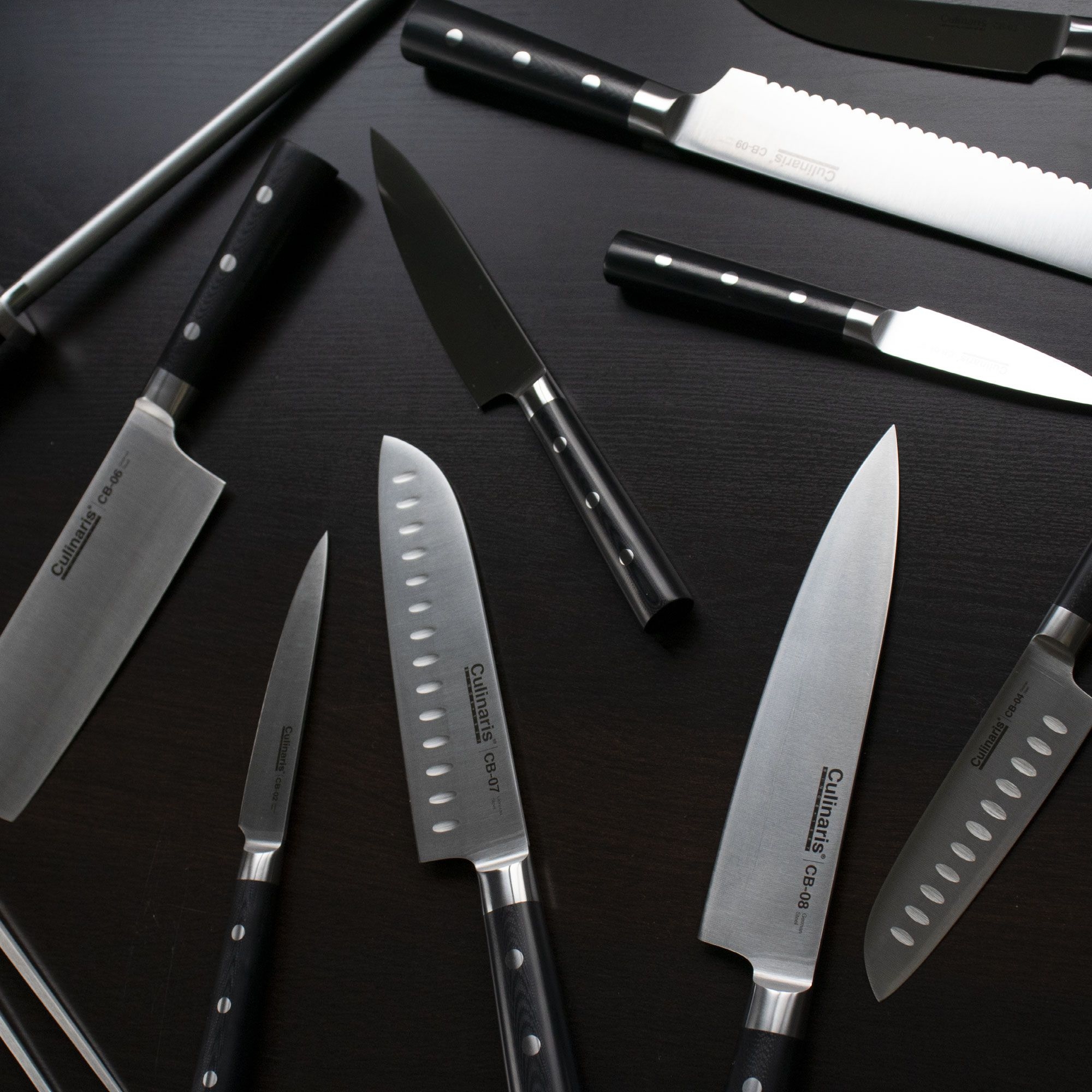 Culinaris - Knife Set - Santoku, Paring Knife, Utility Knife Black Series