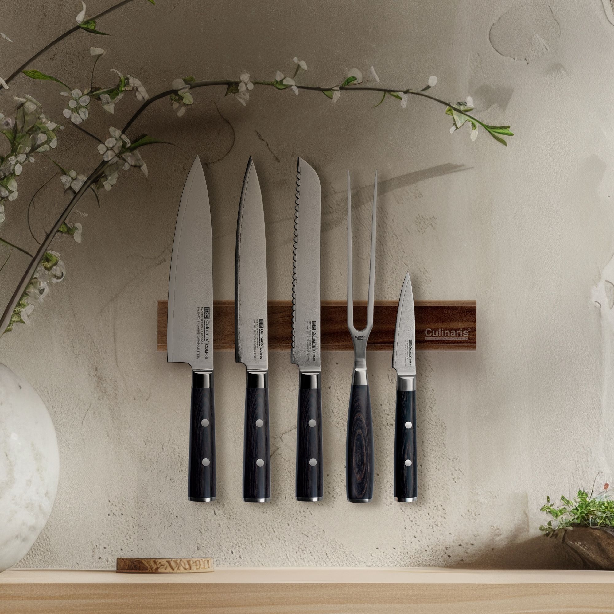 Culinaris knife set - Santoku, Paring Knife | Damascus Master Series