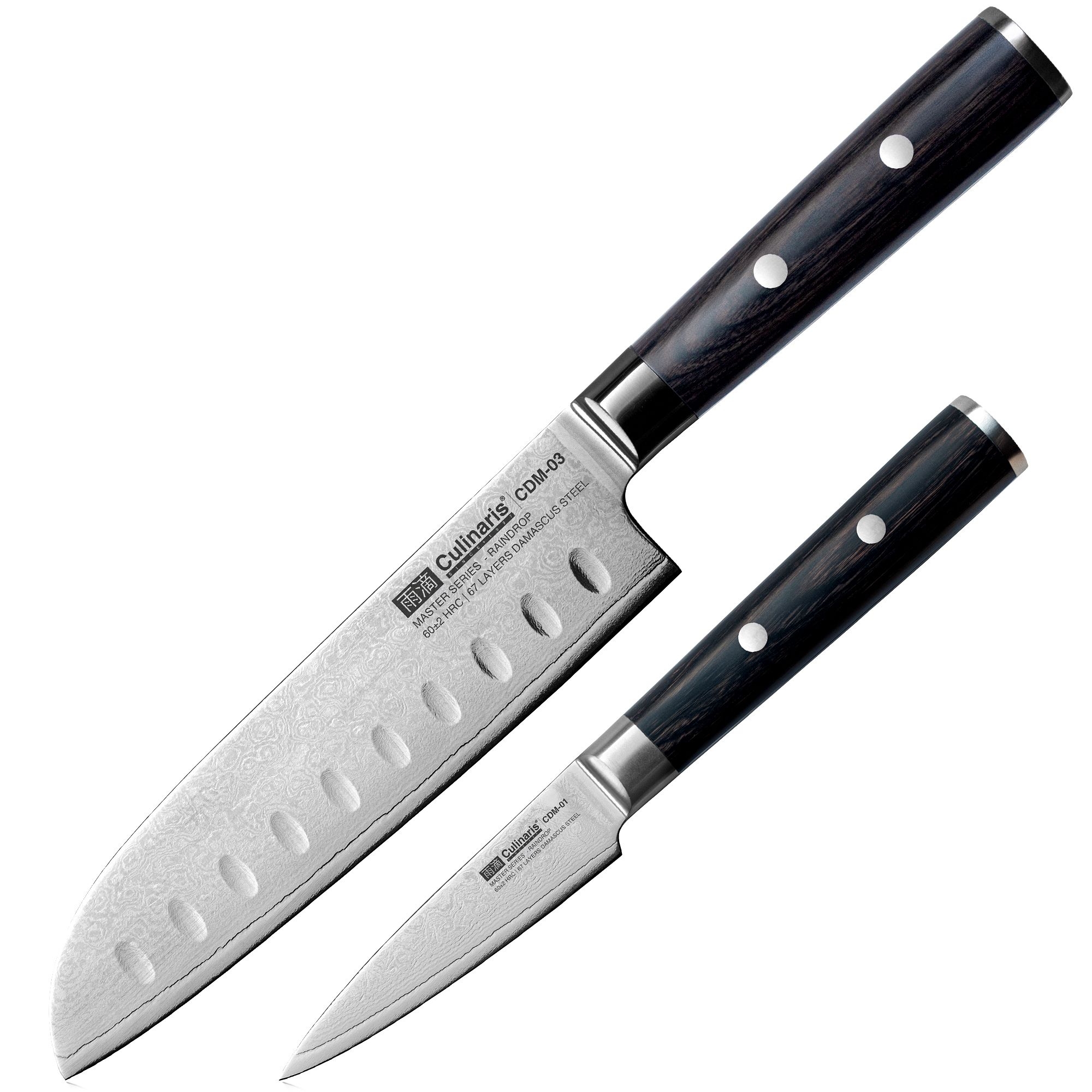 Culinaris knife set - Santoku, Paring Knife | Damascus Master Series